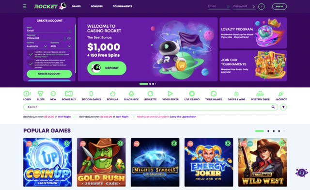 CasinoRocket home page